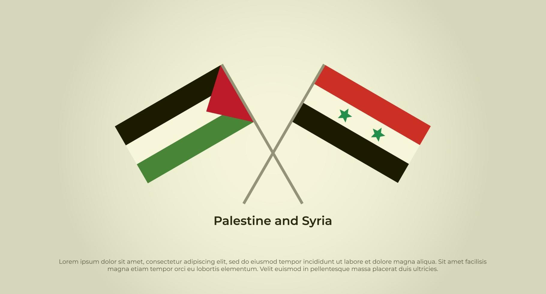 Crossed flags of Palestine and Syria. Official colors. Correct proportion vector