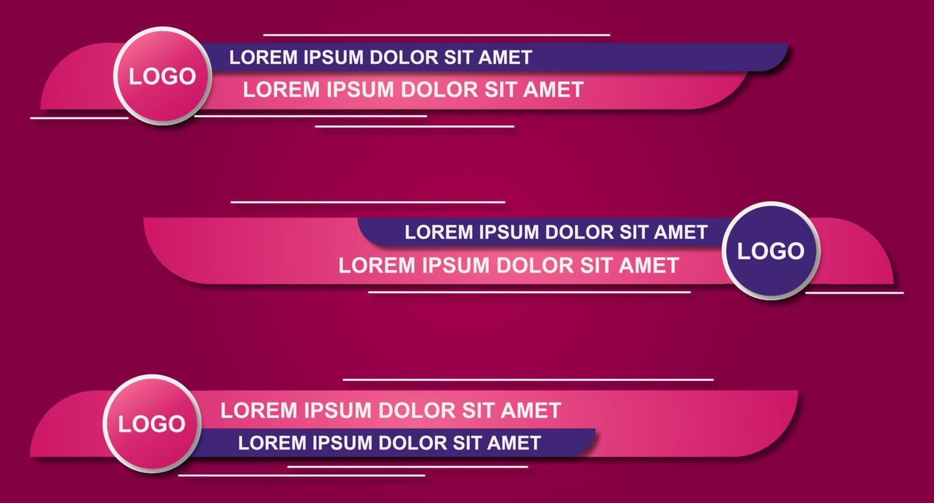 Set futuristic lower thirds set template vector. Template layout design banner for bar Headline news title. Modern design style. Vector illustration