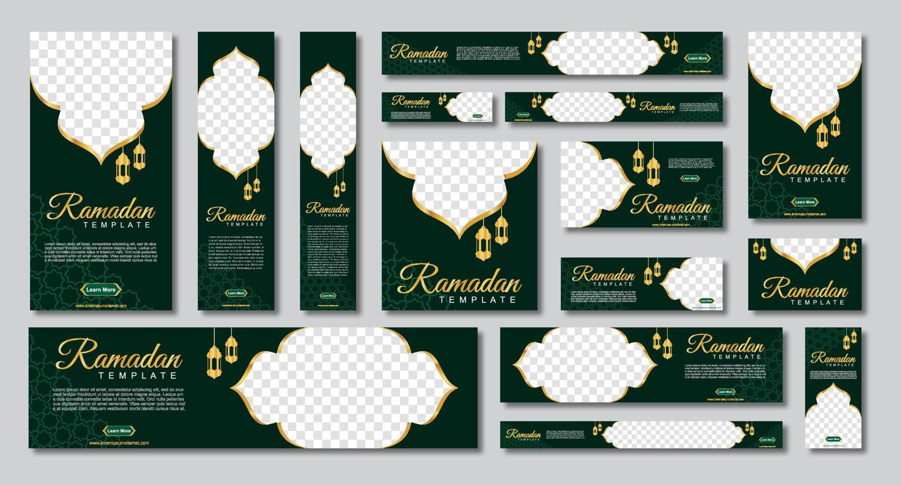 set of ramadan web banners of standard size with a place for photos. Ramadan template design. vector illustration