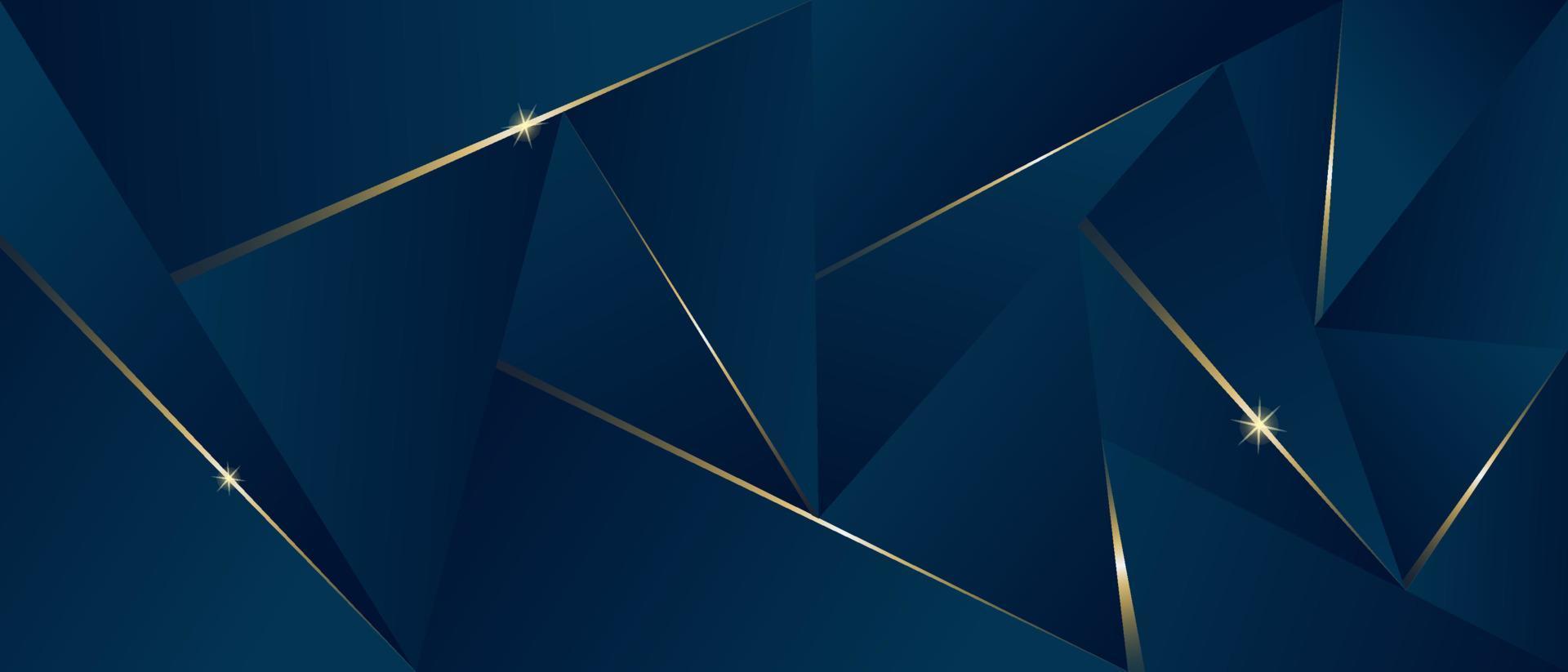 Abstract luxury polygonal pattern, dark blue with gold vector