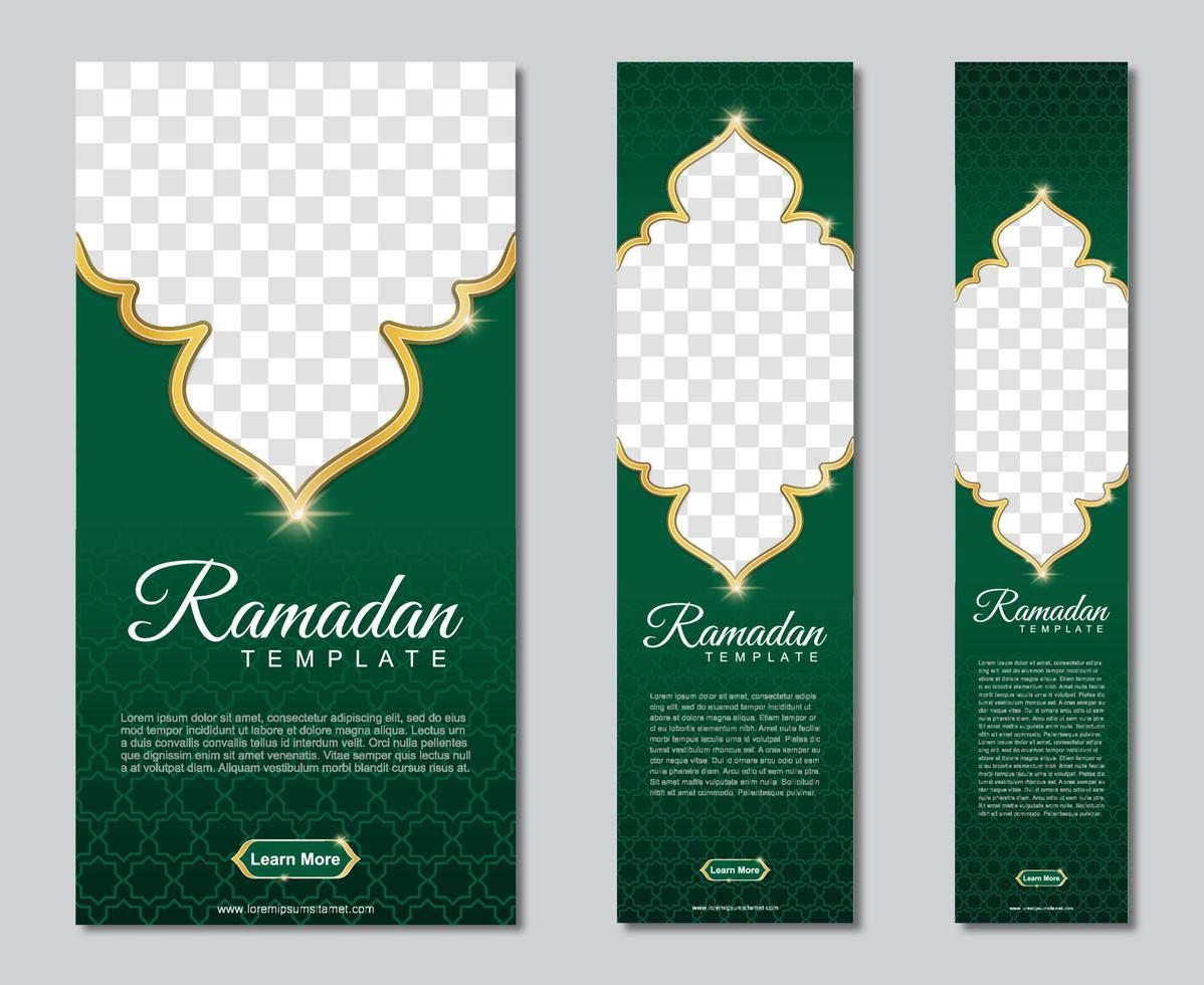 set of ramadan web banners of standard size with a place for photos. Ramadan template design. vector illustration