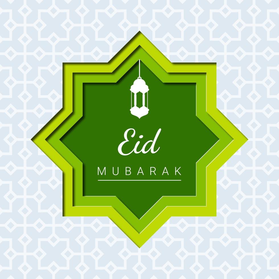 Eid mubarak square card. Vector papercut card design. Vector illustration