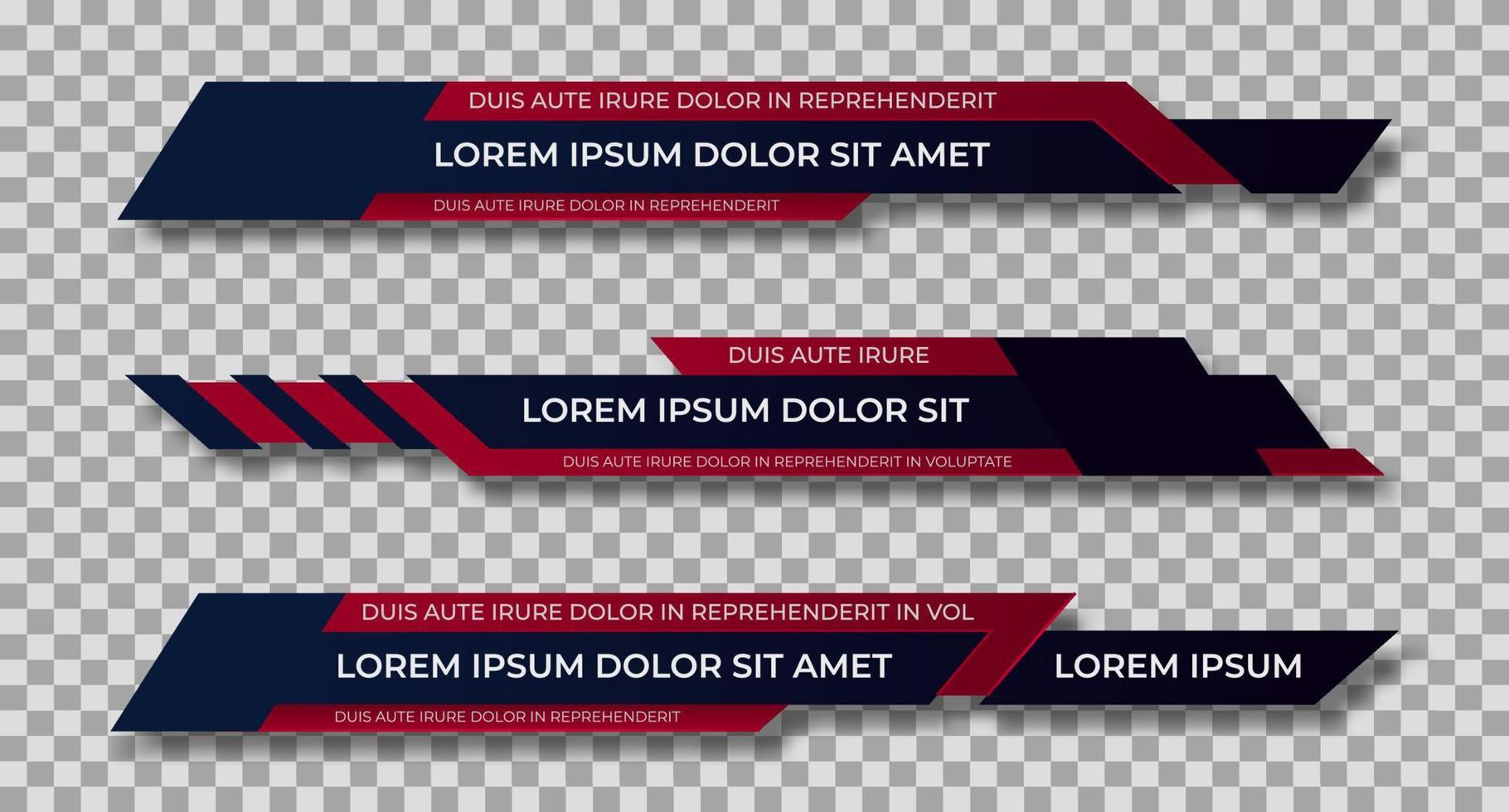 Lower third template. Set of TV banners and bars for news and sport channels, streaming and broadcasting. Collection of lower third for video editing on transparent background vector