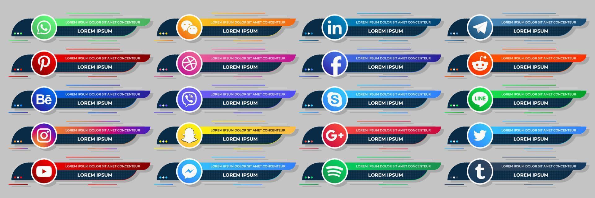 Social media web lower third banners template design. Vector illustration