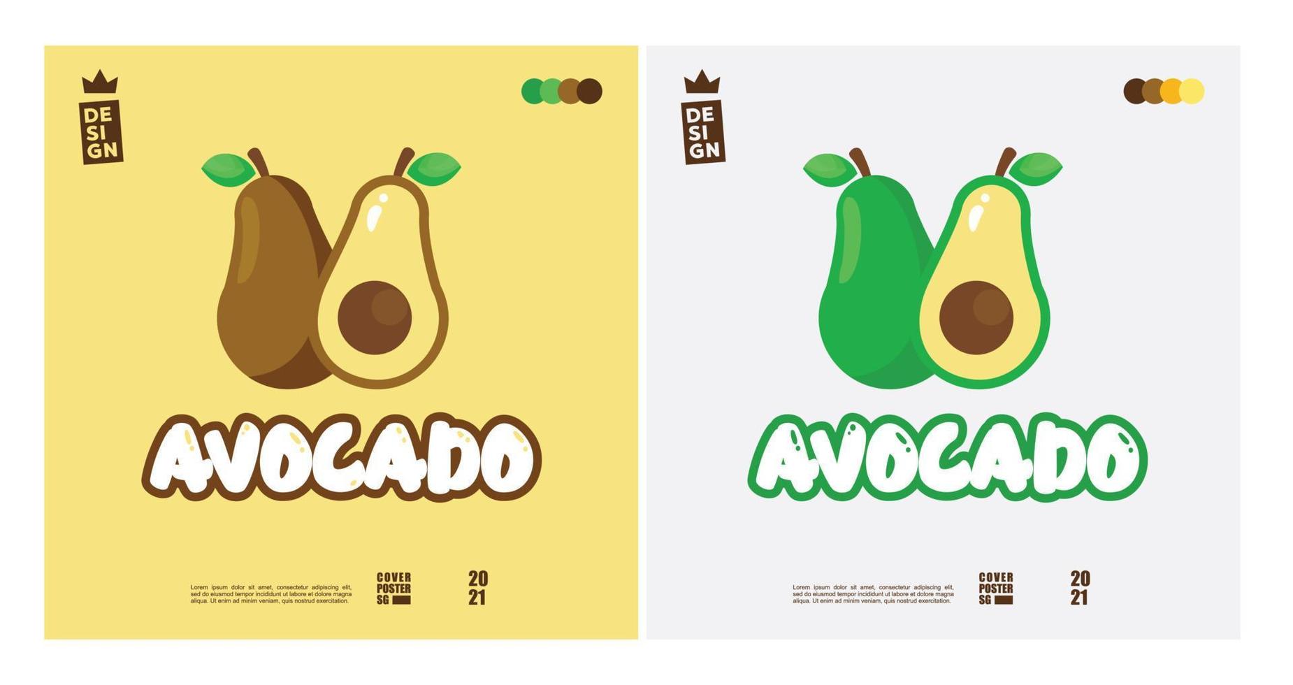 cute avocado logo concept with a blend of 2 colors vector