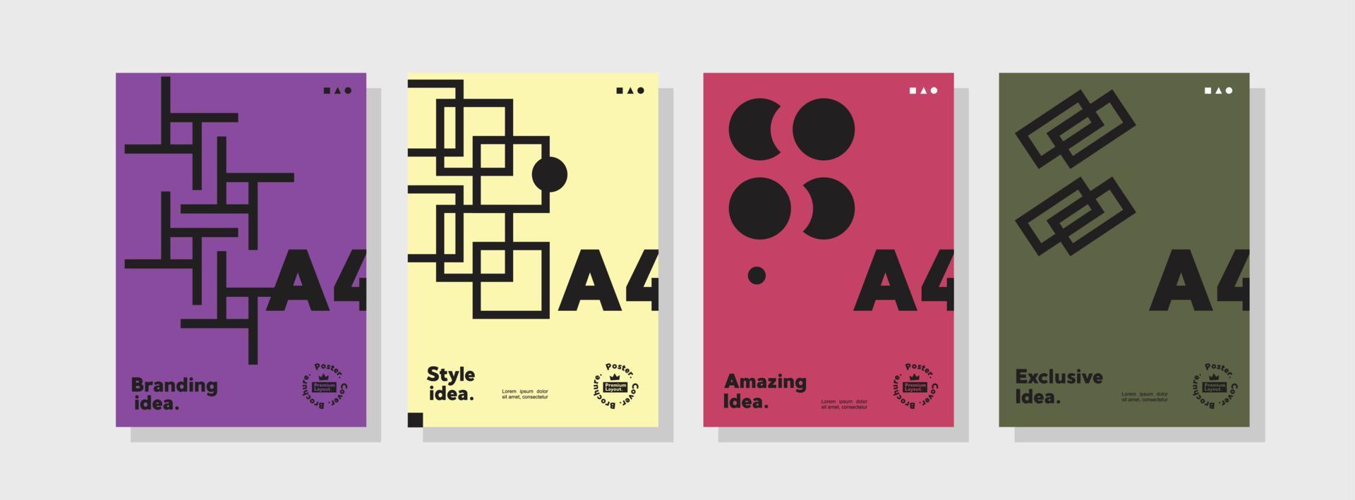 Collection of corporate identity flyer and poster templates. retro A4 vector business presentation set geometric