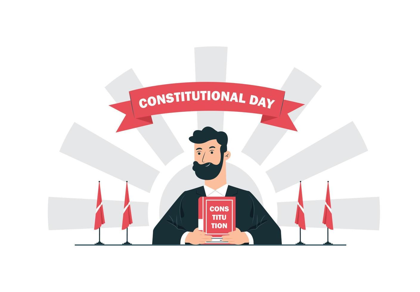 constitutional day. president holding constitution book with flag next to it vector