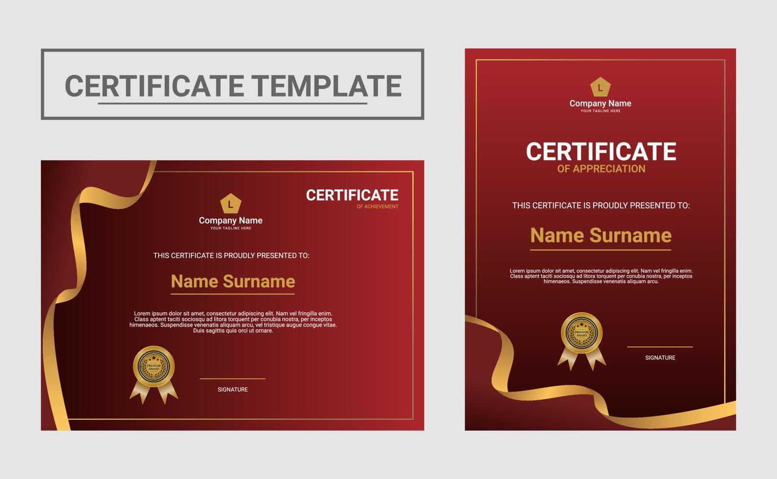 Gradient modern certificate template vector