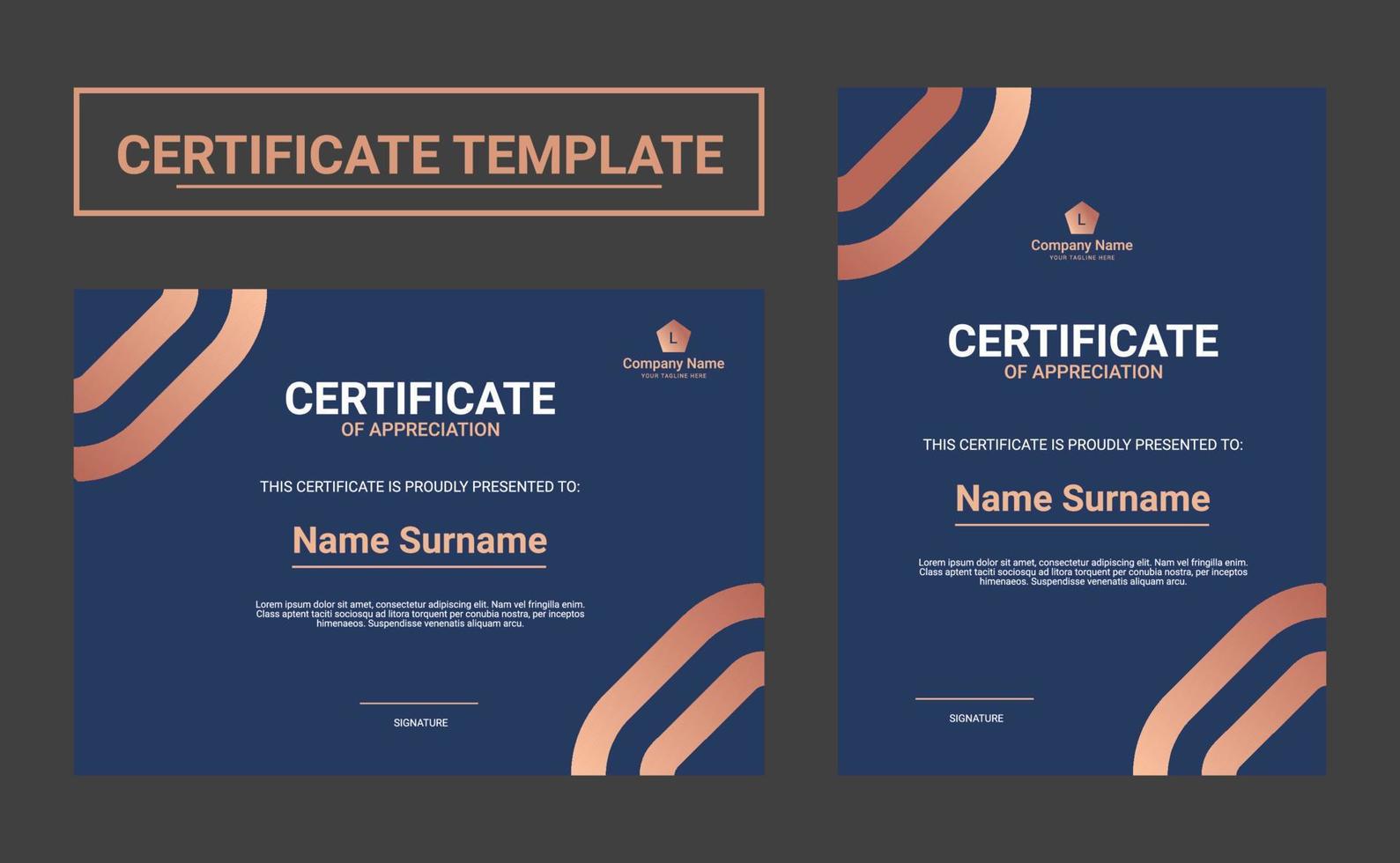 Gradient modern certificate template vector