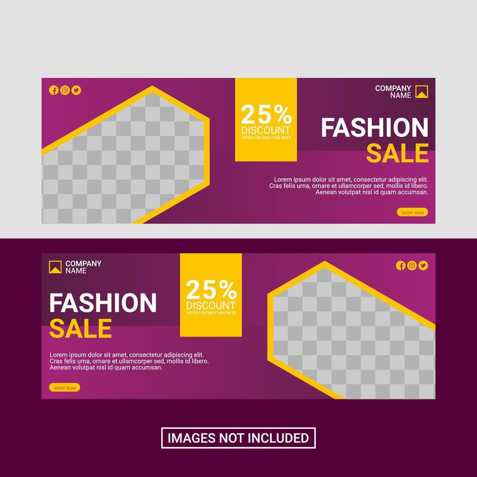 Fashion social media facebook cover template vector