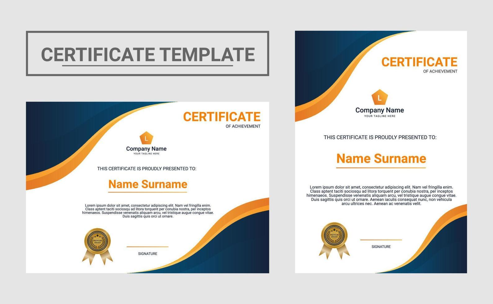 Gradient modern certificate template vector