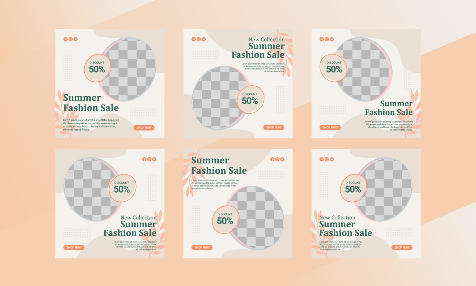 Fashion summer sale social media template vector