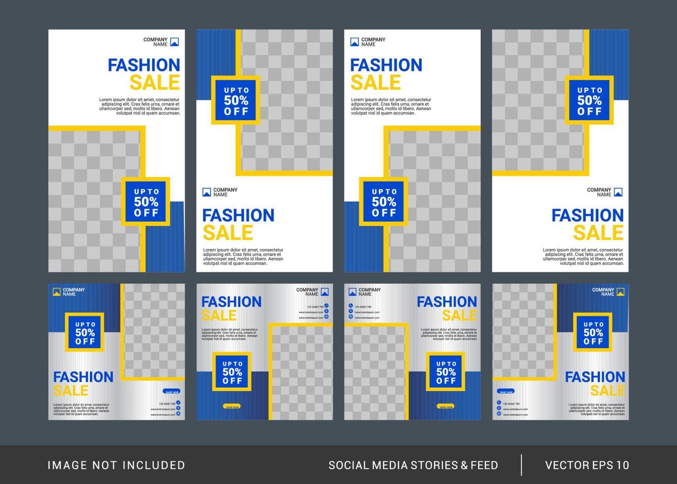 fashion social media post and stories template vector