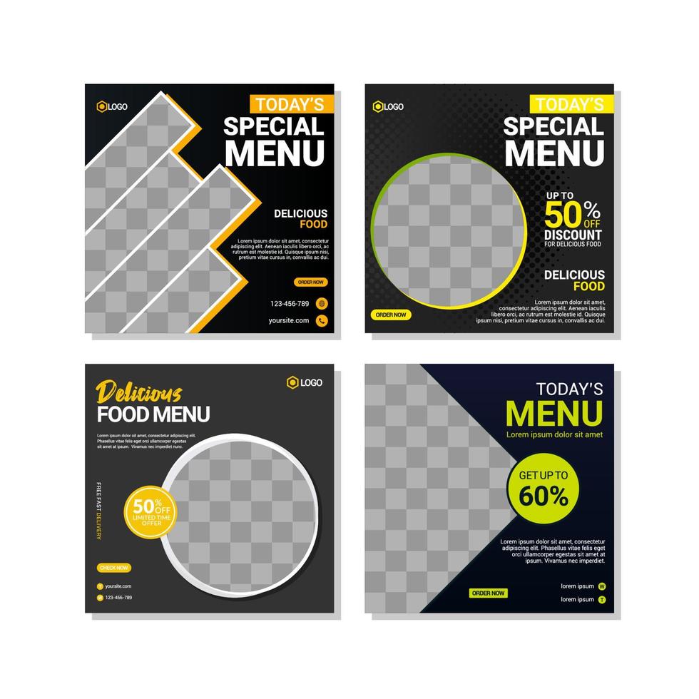 Food social media post templates design vector