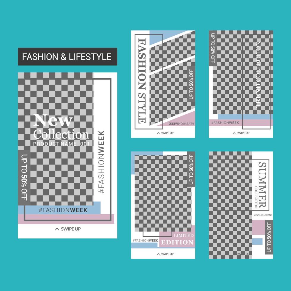 Fashion social media stories template vector