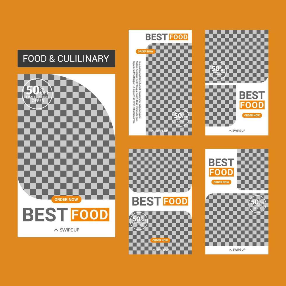 Food social media post templates design vector