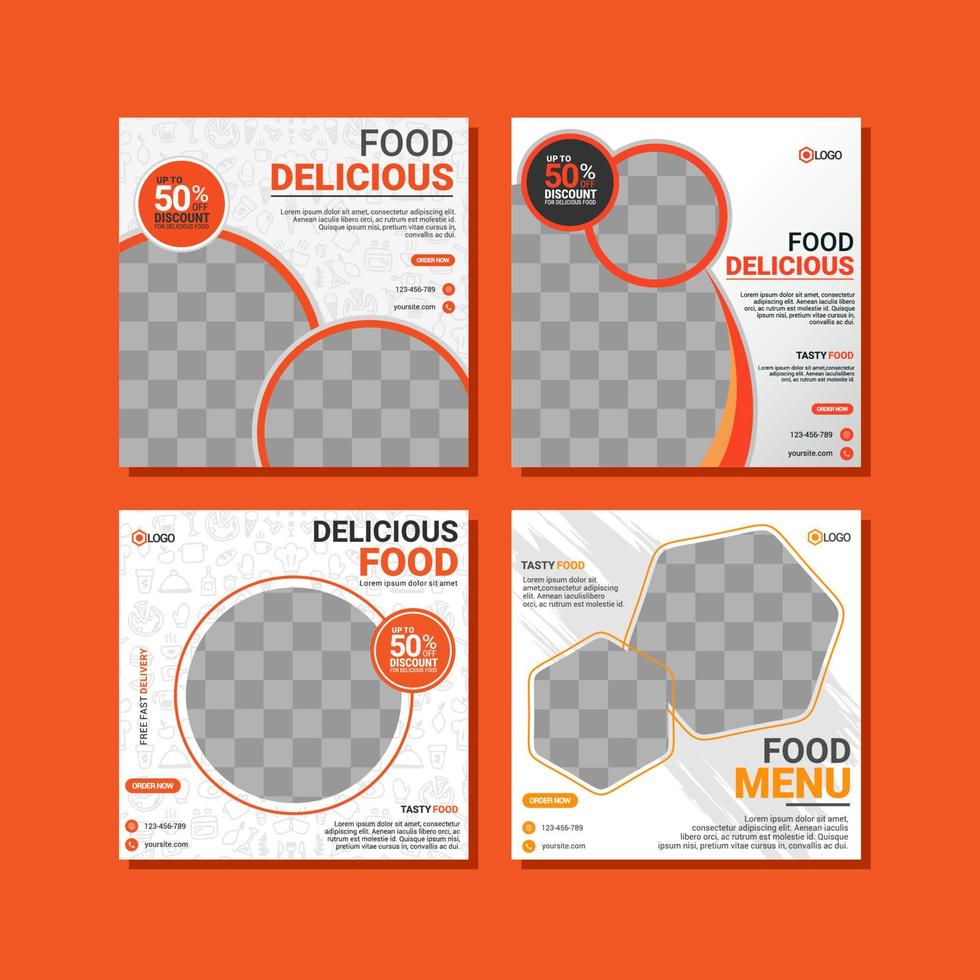 Food social media post templates design vector