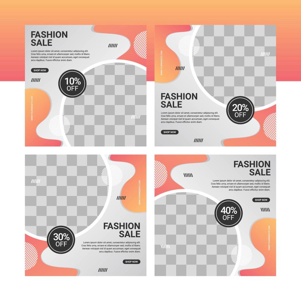 Fashion social media posts template with photo vector