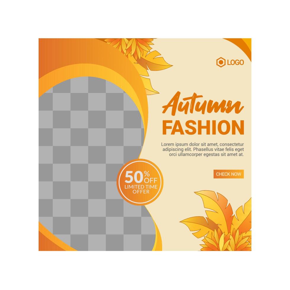 Autumn fashion social media post template vector