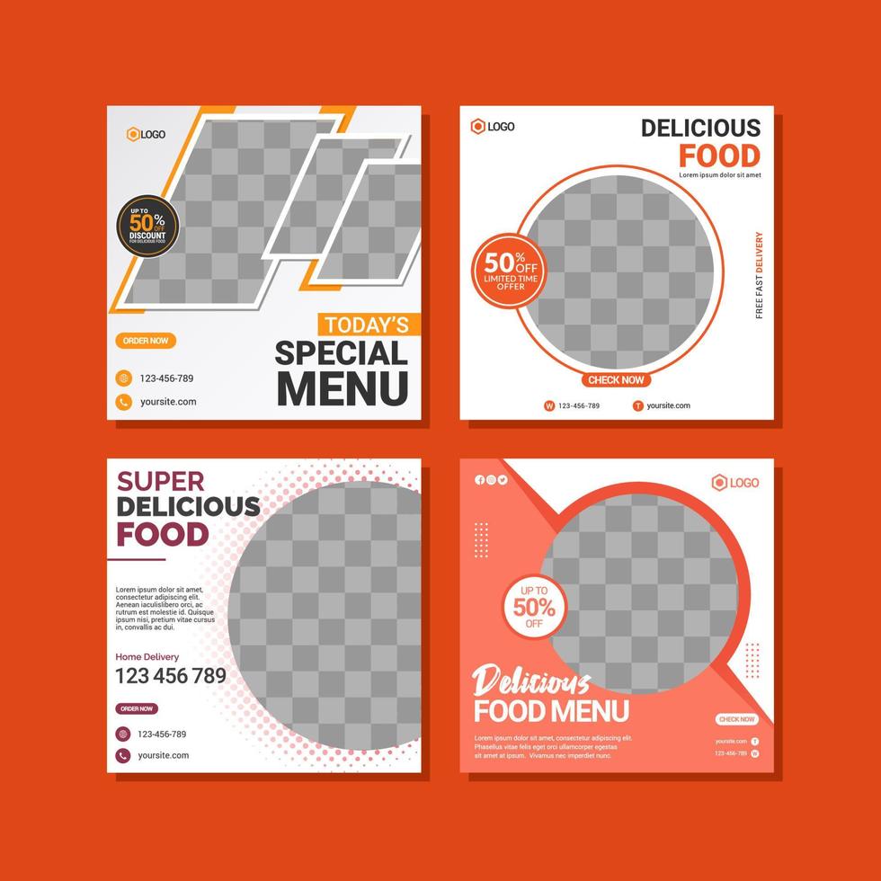 Food social media post templates design vector