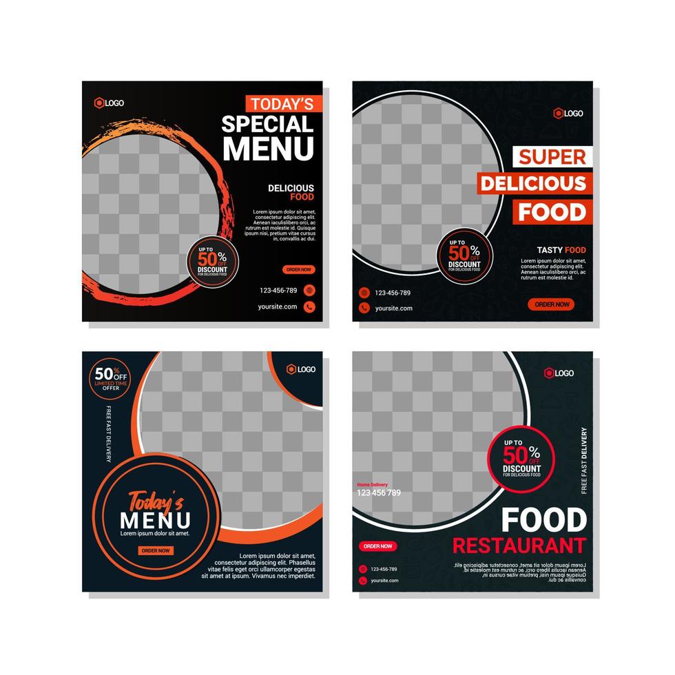 Food social media post templates design vector