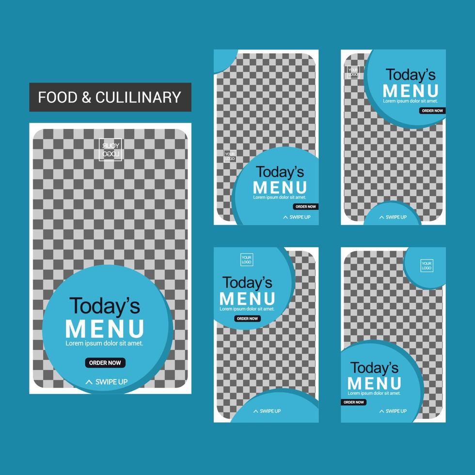 Food social media post templates design vector