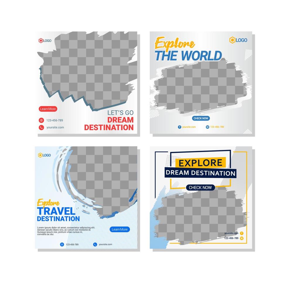 Travelling social media post templates design vector
