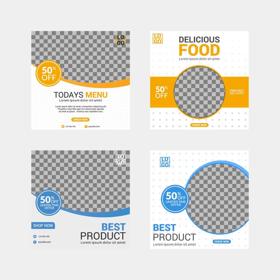 Food social media post templates design vector