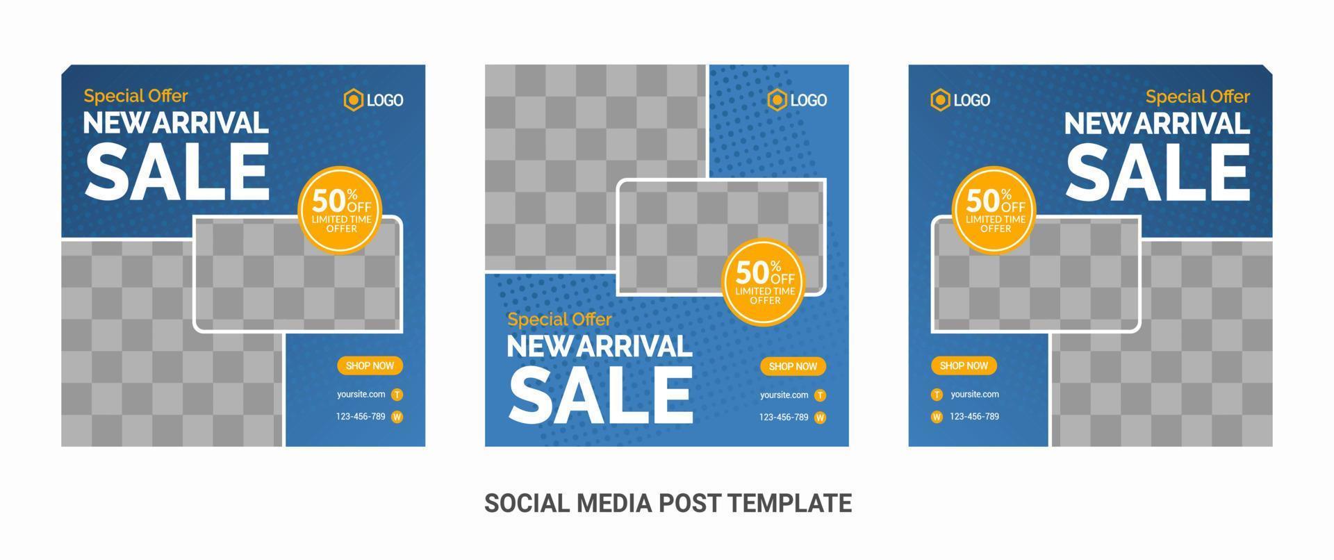 Fashion social media posts template with photo vector