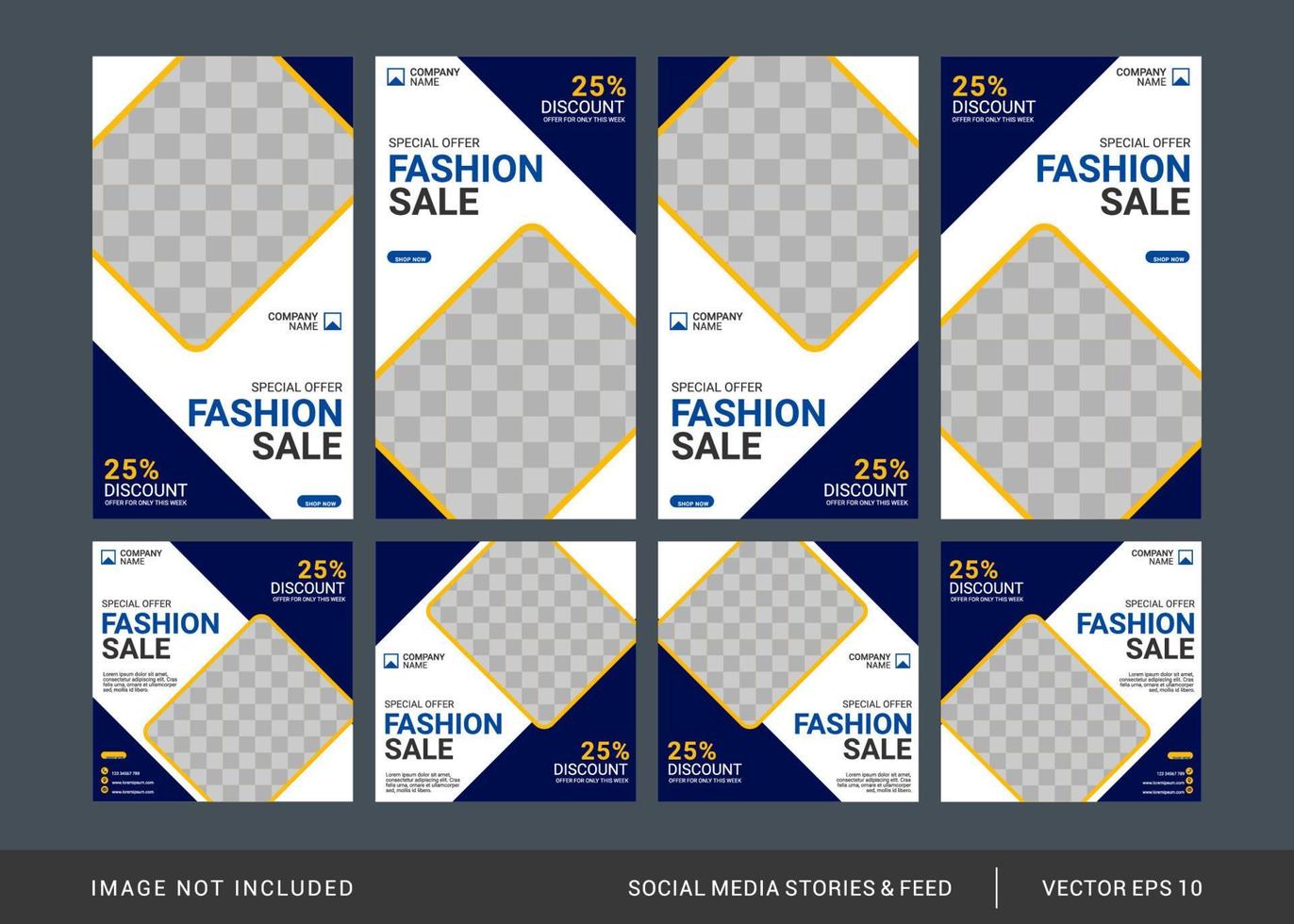 fashion social media post and stories template vector