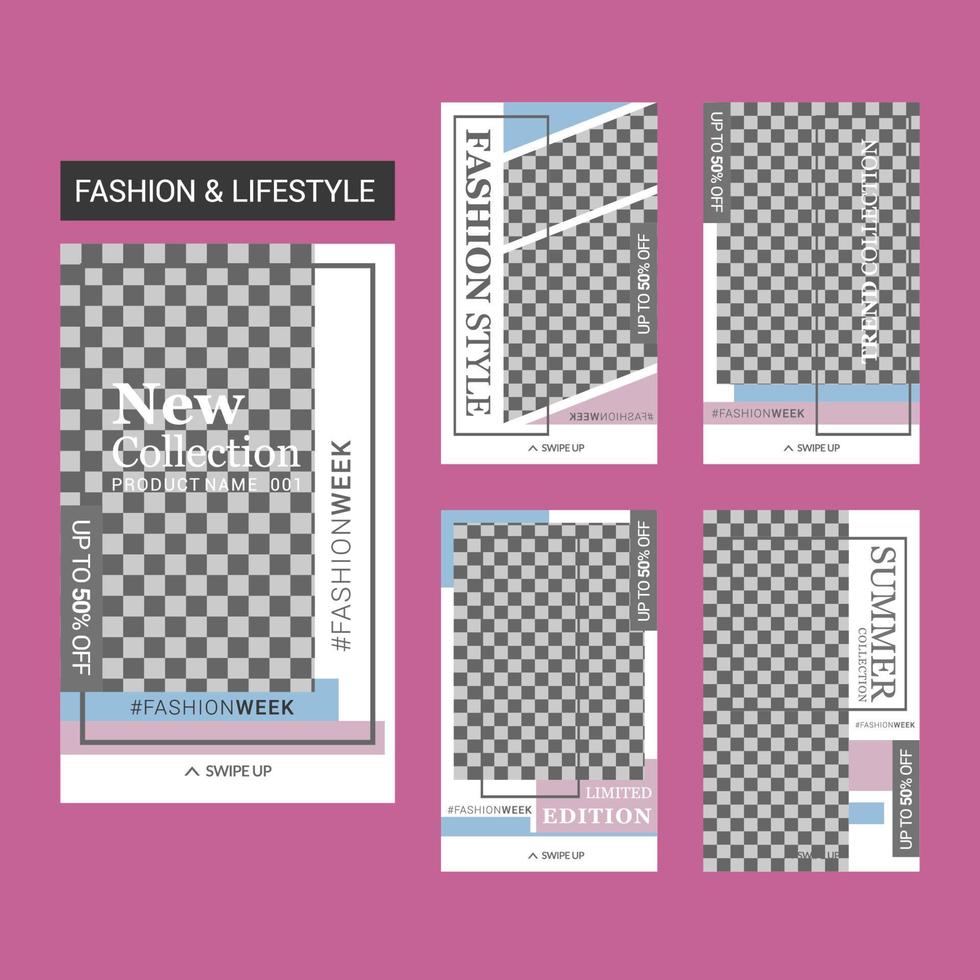 Fashion social media stories template vector