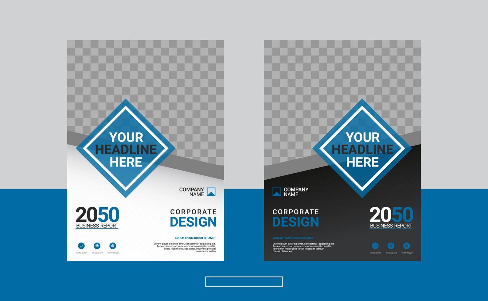 Blue corporate book cover design template vector