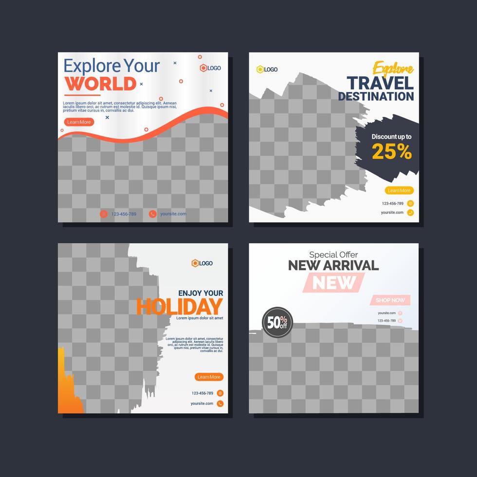 Travelling social media post templates design vector