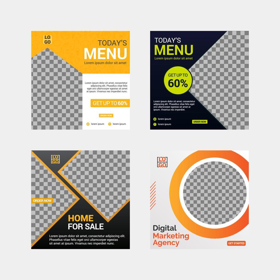 Food social media post templates design vector