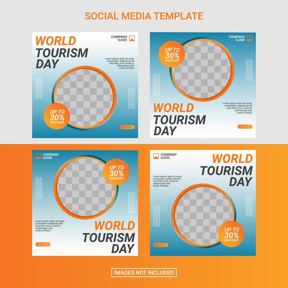 Travel social media post template vector