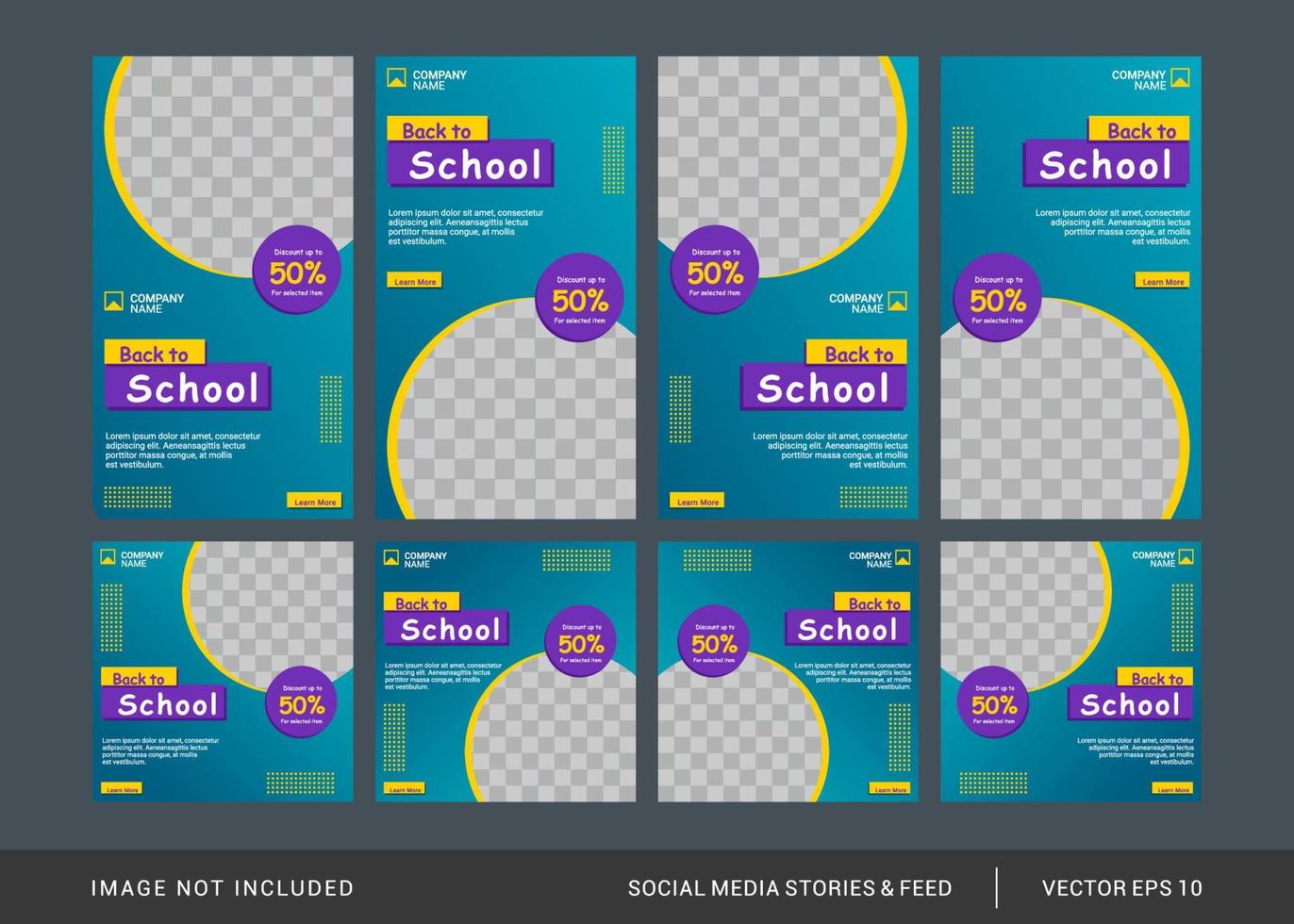 Back to school social media post and stories template vector