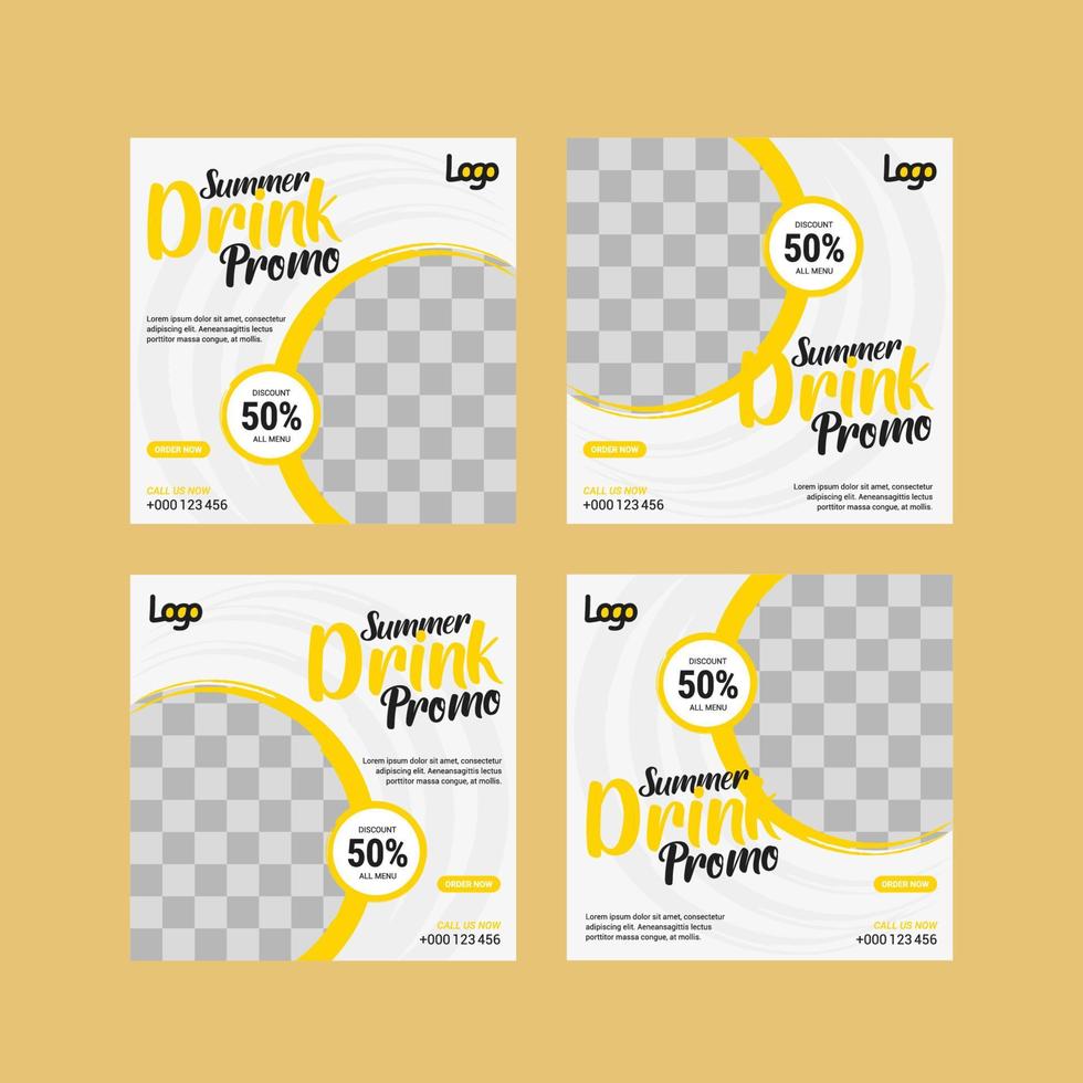 Food social media post templates design vector