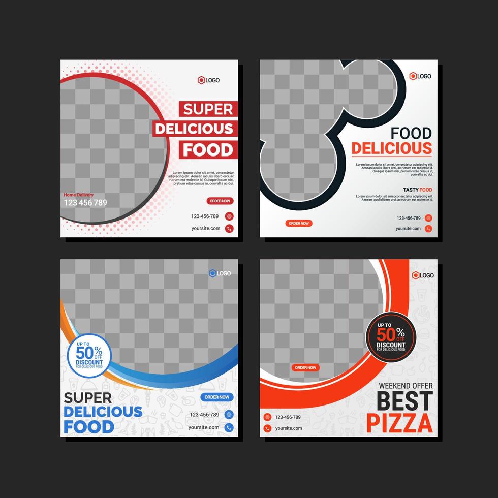 Food social media post templates design vector