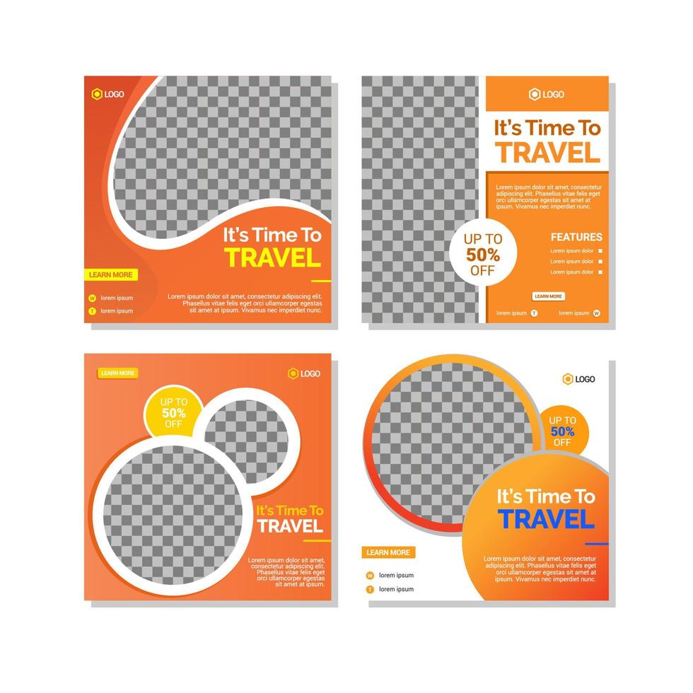 Travelling social media post templates design vector