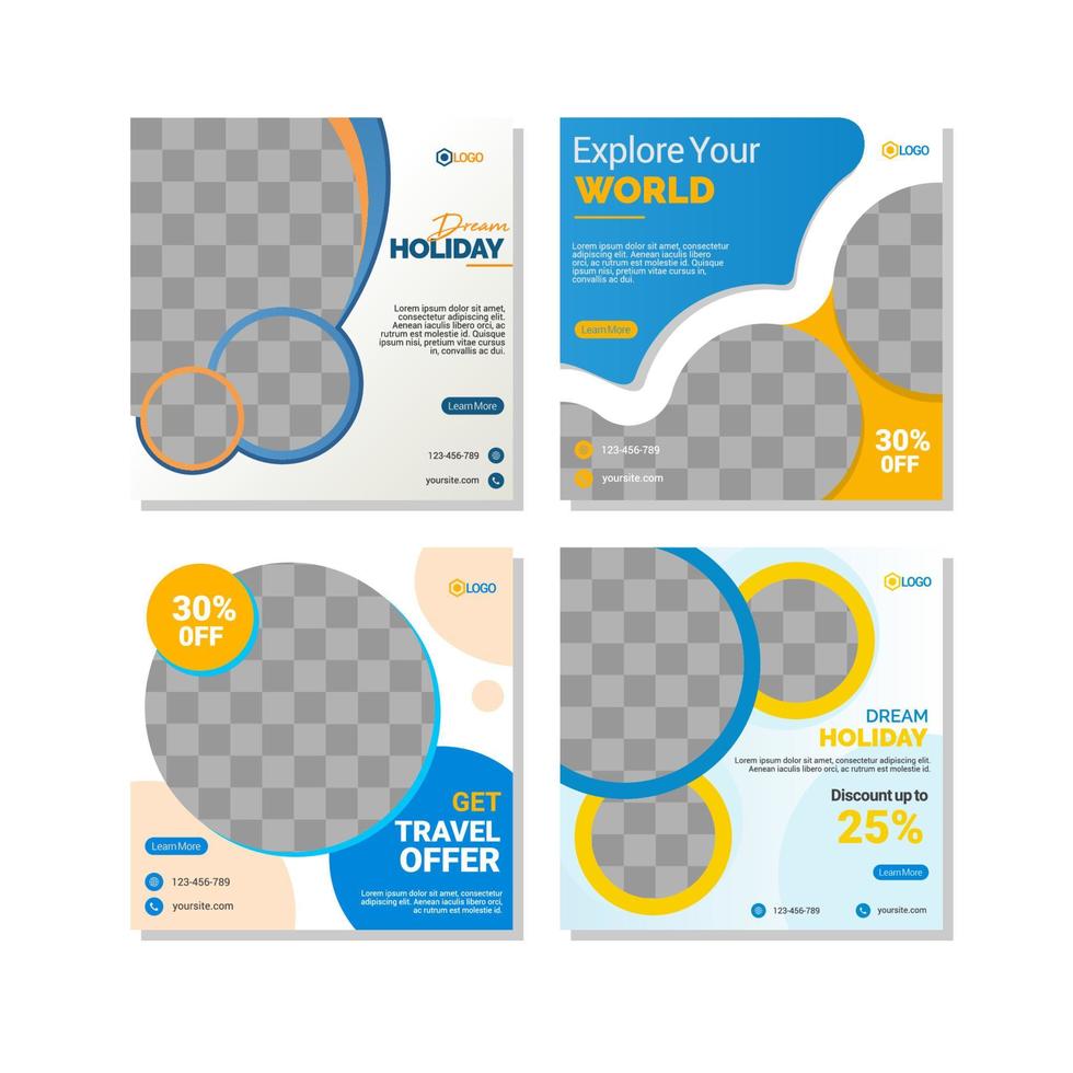 Travelling social media post templates design vector