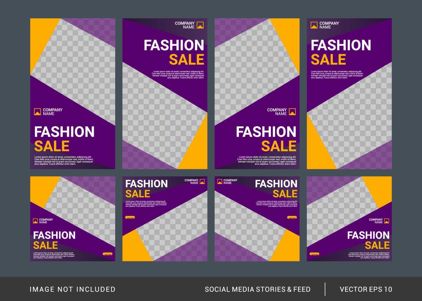 fashion social media post and stories template vector