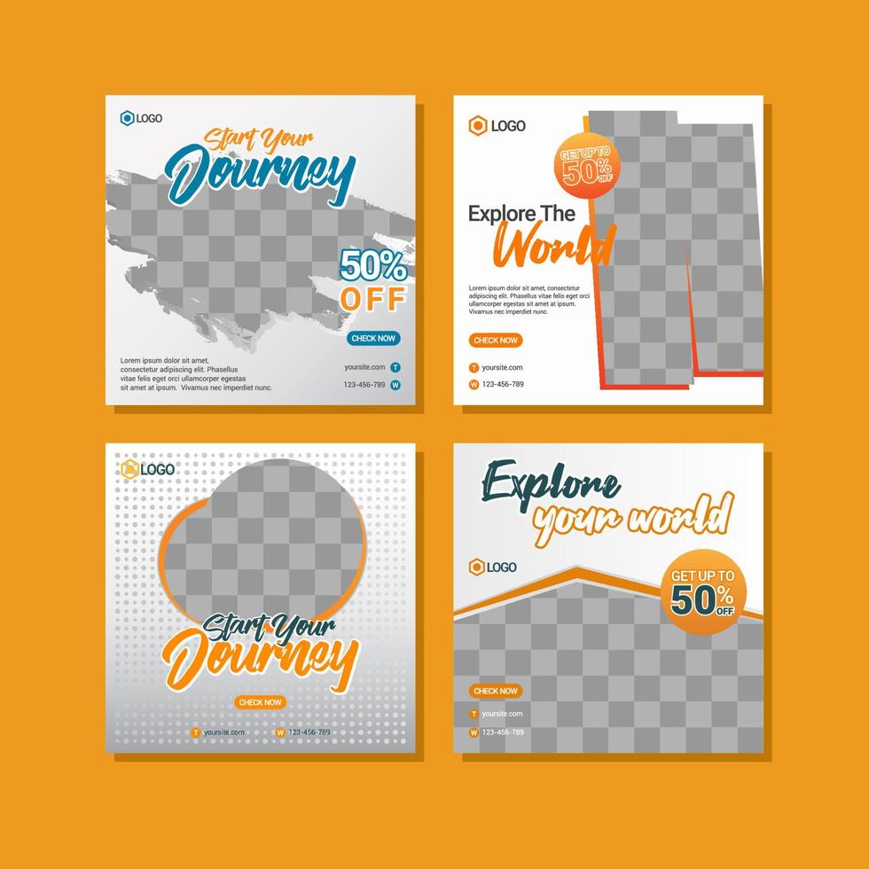 Travelling social media post templates design vector