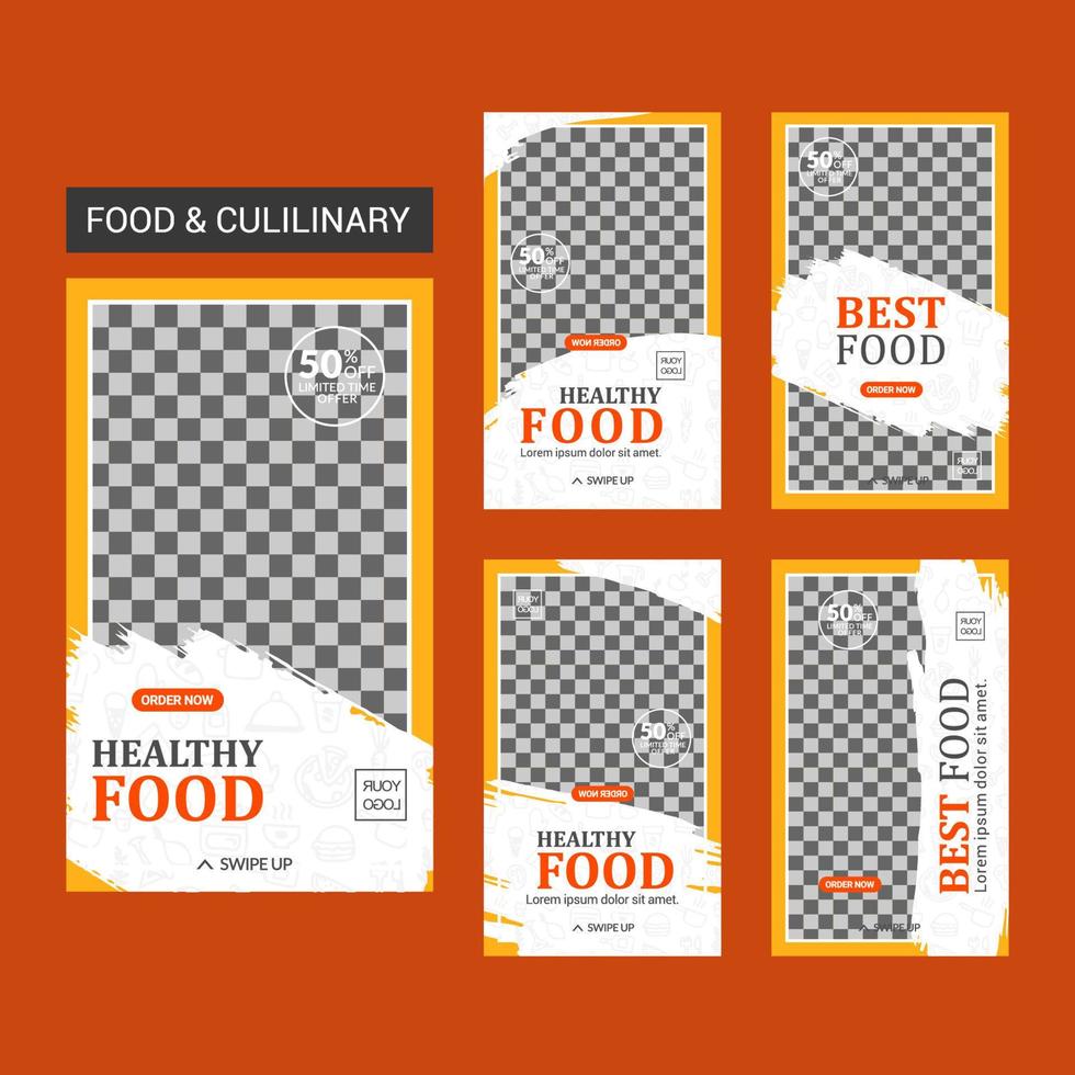 Food social media post templates design vector