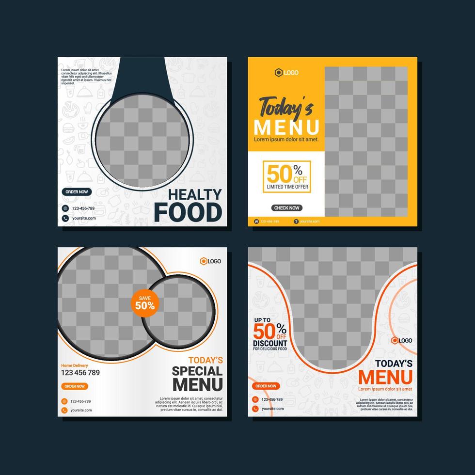 Food social media post templates design vector