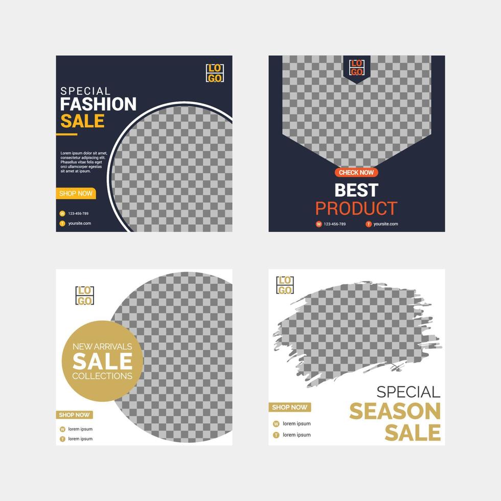 Fashion social media post templates design vector