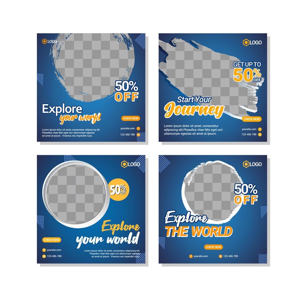Travelling social media post templates design vector