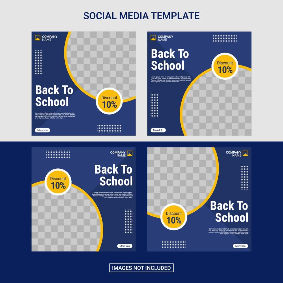 plantilla de publicación e historias de redes sociales de regreso a la escuela vector