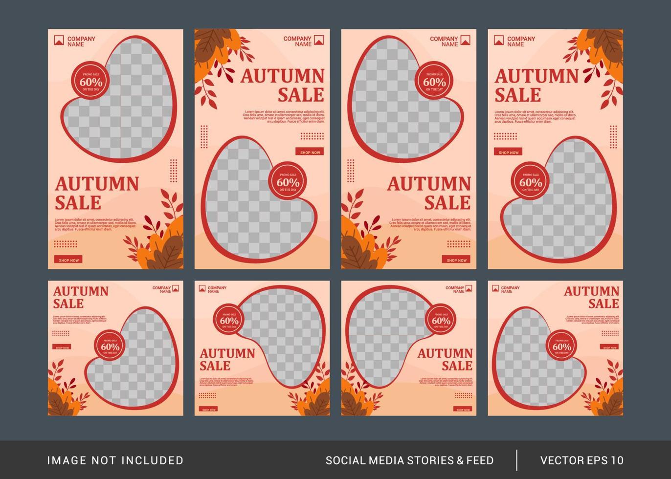 Autumn fashion social media post and stories template vector