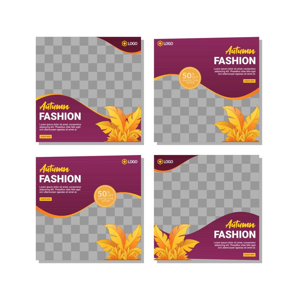 Autumn fashion social media post template vector