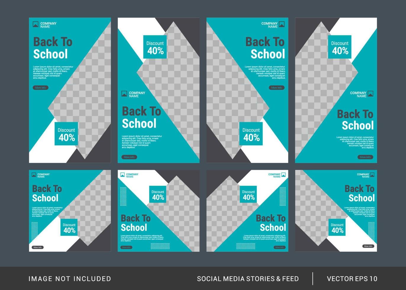 plantilla de publicación e historias de redes sociales de regreso a la escuela vector